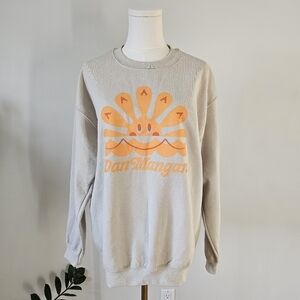 Dan Mangan M Crewneck Beige Sweater with Orange Graphic